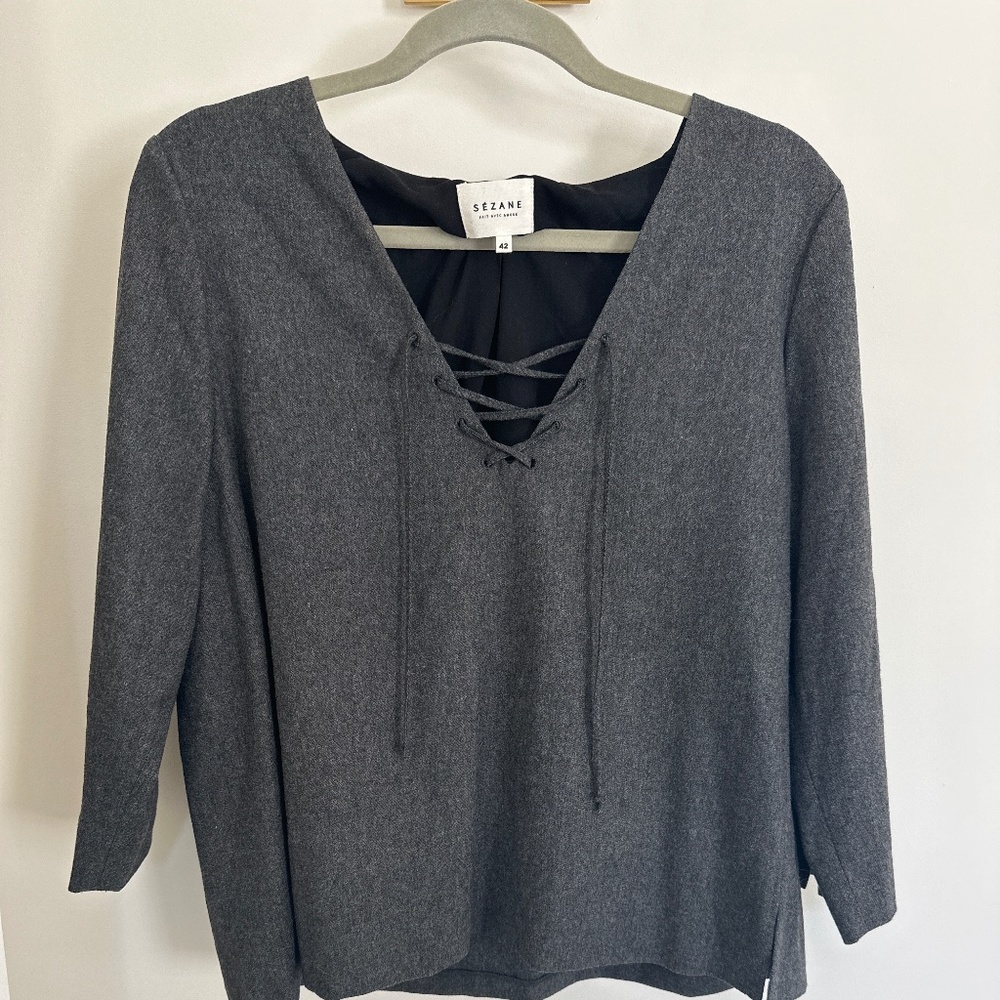 Sezane gray blouse